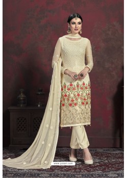 Gorgeous Cream Designer Chiffon Party Wear Salwar Suit