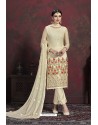 Gorgeous Cream Designer Chiffon Party Wear Salwar Suit