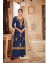 Royal Blue Pure Viscose Upada Designer Palazzo Suit