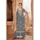 Grey Pure Viscose Upada Designer Palazzo Suit