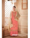 Peach Pure Viscose Upada Designer Palazzo Suit