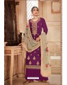 Purple Pure Viscose Upada Designer Palazzo Suit