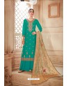 Jade Green Pure Viscose Upada Designer Palazzo Suit