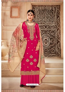 Hot Pink Pure Viscose Upada Designer Palazzo Suit