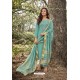 Sky Blue Heavy Muslin Designer Straight Suit