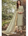 Light Beige Heavy Muslin Designer Straight Suit