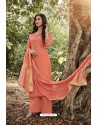 Light Red Heavy Muslin Designer Straight Suit