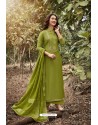 Forest Green Heavy Muslin Designer Straight Suit