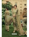 Olive Green Digital Printed Heavy Sorer Crepe Palazzo Suit