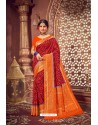 Red Designer Jacquard Work Dola Silk Saree