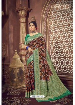 Pretty Multi Colour Designer Jacquard Work Dola Silk Saree