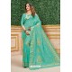 Aqua Mint Designer Dola Silk With Meenakari Silk Saree