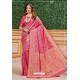 Rani Pink Designer Dola Silk With Meenakari Silk Saree