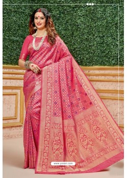 Rani Pink Designer Dola Silk With Meenakari Silk Saree