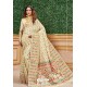 Awful Cream Designer Dola Silk With Meenakari Silk Saree