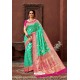 Jade Green Latest Designer Dola Silk Saree