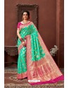 Jade Green Latest Designer Dola Silk Saree