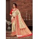 Off White Latest Designer Dola Silk Saree