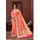 Light Red Latest Designer Dola Silk Saree