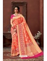 Light Red Latest Designer Dola Silk Saree