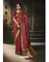 Maroon Traditional Wear Designer Banarasi Silk Saree