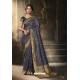Navy Blue Traditional Wear Designer Banarasi Silk Saree