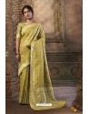 Olive Green Traditional Wear Designer Banarasi Silk Saree
