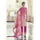 Pink Georgette Jacquard Thread Worked Designer Suit