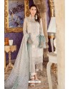 Off White Designer Pakistani Style Heavy Net Suit With Sea Green Dupatta