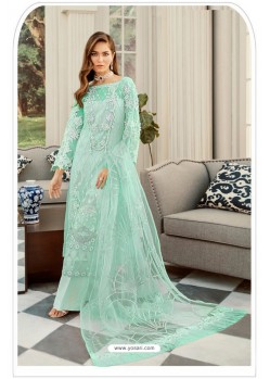 Aqua Mint Pakistani Style Heavy Net Designer Suit