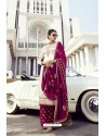 White And Pink Faux Georgette Party Wear Palazzo Suit
