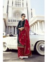 Navy And Red Faux Georgette Party Wear Palazzo Suit
