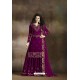 Purple Heavy Rangoli Silk Party Wear Palazzo Suit
