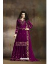 Purple Heavy Rangoli Silk Party Wear Palazzo Suit