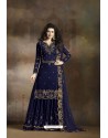 Royal Blue Heavy Rangoli Silk Party Wear Palazzo Suit