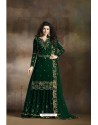 Dark Green Heavy Rangoli Silk Party Wear Palazzo Suit