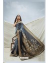 Dark Grey Handloom Weaving Silk Designer Saree