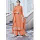 Orange Real Georgette Latest Palazzo Suit