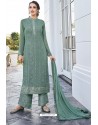 Grayish Green Real Georgette Latest Palazzo Suit