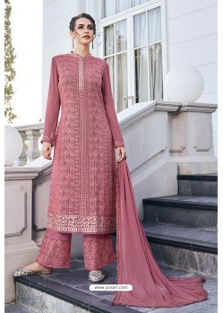 Old Rose Real Georgette Latest Palazzo Suit