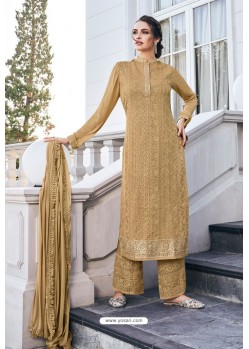 Golden Real Georgette Latest Palazzo Suit