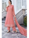 Peach Real Georgette Latest Palazzo Suit