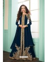 Navy Blue Heavy Embroidered Real Georgette Designer Suit