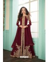 Maroon Heavy Embroidered Real Georgette Designer Suit