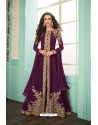 Purple Heavy Embroidered Real Georgette Designer Suit