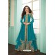 Sky Blue Heavy Embroidered Real Georgette Designer Suit