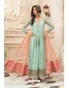 Sea Green Faux Georgette Pakistani Style Floor Length Suit