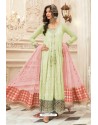 Green Faux Georgette Pakistani Style Floor Length Suit