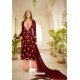 Maroon And Peach Orra Silk Designer Palazzo Suit