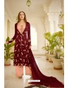 Maroon And Peach Orra Silk Designer Palazzo Suit